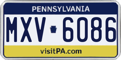 PA license plate MXV6086
