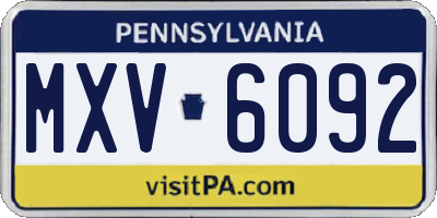 PA license plate MXV6092