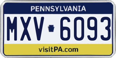 PA license plate MXV6093
