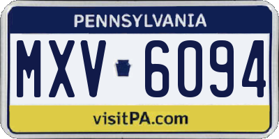 PA license plate MXV6094