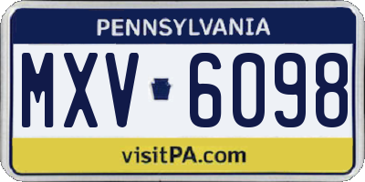 PA license plate MXV6098
