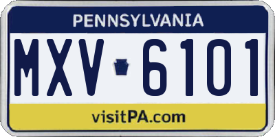 PA license plate MXV6101