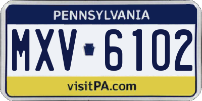 PA license plate MXV6102