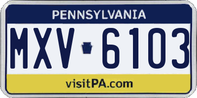 PA license plate MXV6103