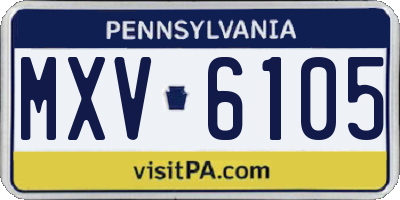 PA license plate MXV6105
