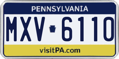 PA license plate MXV6110