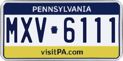 PA license plate MXV6111