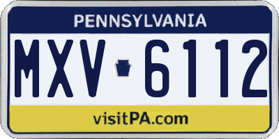 PA license plate MXV6112