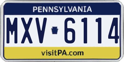 PA license plate MXV6114