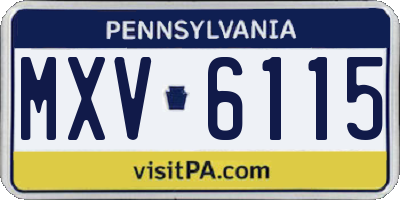 PA license plate MXV6115