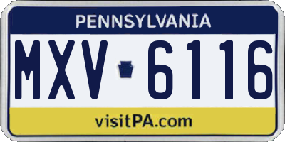 PA license plate MXV6116