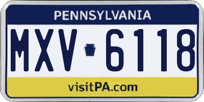 PA license plate MXV6118