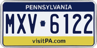 PA license plate MXV6122