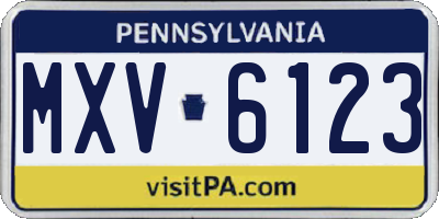 PA license plate MXV6123