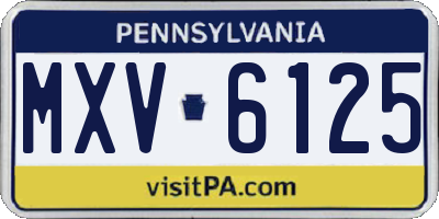 PA license plate MXV6125