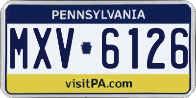 PA license plate MXV6126