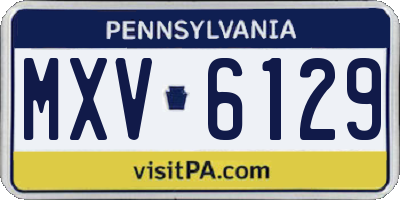 PA license plate MXV6129