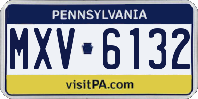 PA license plate MXV6132