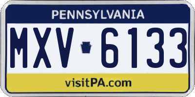 PA license plate MXV6133