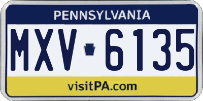 PA license plate MXV6135