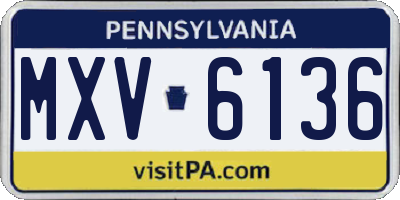 PA license plate MXV6136