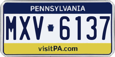 PA license plate MXV6137