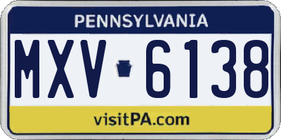 PA license plate MXV6138