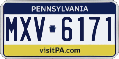 PA license plate MXV6171