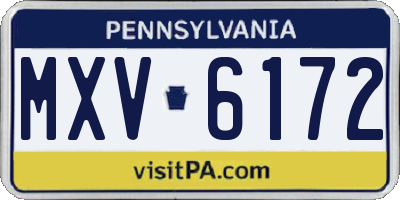 PA license plate MXV6172