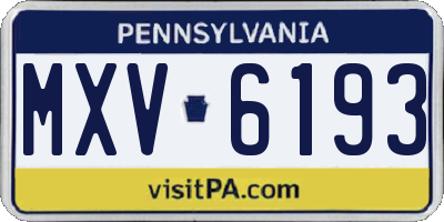PA license plate MXV6193