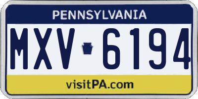 PA license plate MXV6194