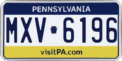 PA license plate MXV6196