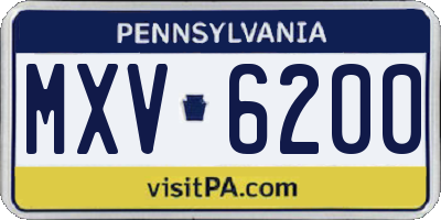 PA license plate MXV6200