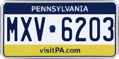 PA license plate MXV6203