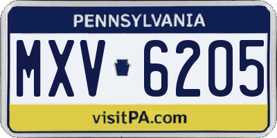 PA license plate MXV6205