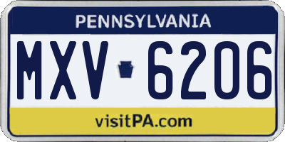PA license plate MXV6206