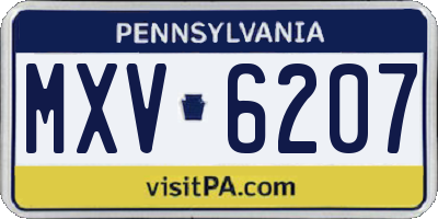 PA license plate MXV6207