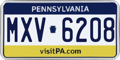 PA license plate MXV6208