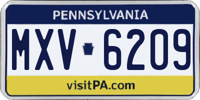 PA license plate MXV6209