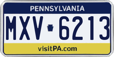 PA license plate MXV6213