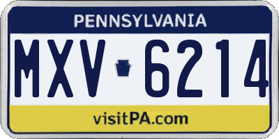 PA license plate MXV6214