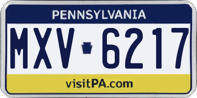 PA license plate MXV6217