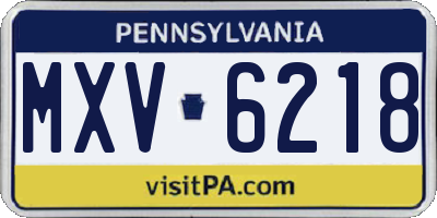 PA license plate MXV6218