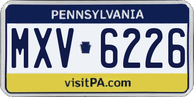 PA license plate MXV6226