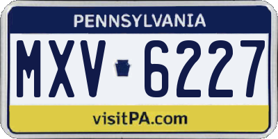 PA license plate MXV6227