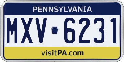 PA license plate MXV6231