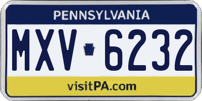 PA license plate MXV6232