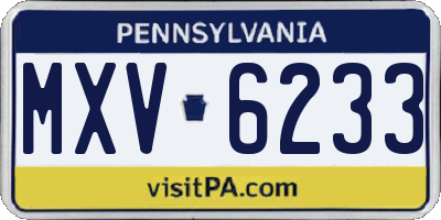 PA license plate MXV6233