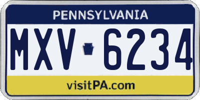PA license plate MXV6234