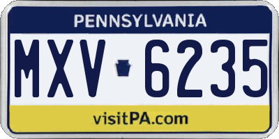 PA license plate MXV6235